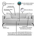 Ver imagem 3 de Sofá 2 Lugares Pé de Ferro Preto Rafaela 160 Cm Linho Grigio S04 - D'Rossi