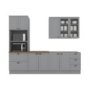 Ver imagem 4 de Cozinha Completa Modulada 9 Portas 5 Gavetas Emily Cinza/Nature