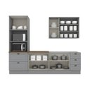 Ver imagem 2 de Cozinha Completa Modulada 9 Portas 5 Gavetas Emily Cinza/Nature