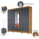 Ver imagem 3 de Guarda Roupa Casal com Espelho 8 Portas 236cm Ágata M07 Freijó/cinza - Mpozenato