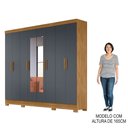 Ver imagem 6 de Guarda Roupa Casal com Espelho 8 Portas 236cm Ágata M07 Freijó/cinza - Mpozenato