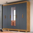Ver imagem 2 de Guarda Roupa Casal com Espelho 8 Portas 236cm Ágata M07 Freijó/cinza - Mpozenato