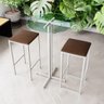 Conjunto Mesa Alta Bar Vidro 2 Bancos White Marrom - 1