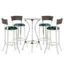 Ver imagem 1 de Jogo de Mesa Bistrô com Tampo de Vidro Redondo 4 Banquetas em Alumínio e Fibra Sintética Argila