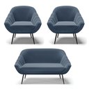 Ver imagem 1 de Kit 01 Namoradeira 02 Lugares e 02 Poltronas Giovana Suede Azul Marinho Pés Palito De Ferro - D'