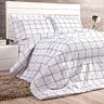 Kit Edredom Solteiro Quadriculado Branco 2 Peças 2,40m x 1,80m - 1