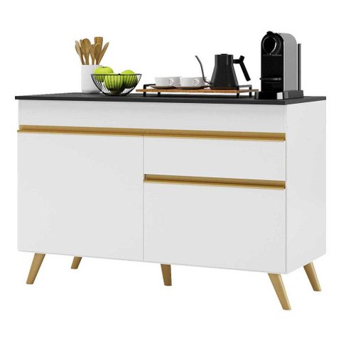 Balcão Cozinha Gabinete Pia 120cm 2 Portas 1 Gaveta Veneza Gw Multimóveis Branco