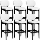 Ver imagem 1 de Kit 06 Banquetas Alta Para Cozinha Madeira Fixa Betta L02 Preto Corano Branco - Lyam Decor
