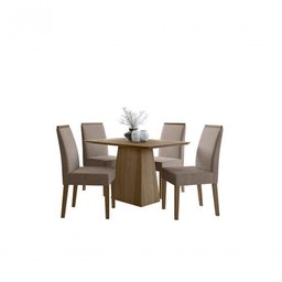 Sala de Jantar 1,20mx0,80m e 4 Cadeiras Imbuia Marrom Rose - 3