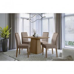 Sala de Jantar 1,20mx0,80m e 4 Cadeiras Imbuia Marrom Rose - 2