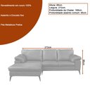 Ver imagem 3 de Sofá Chaise Esquerdo 3 Lugares Maitê 272cm Couro Marrom - Sallar Home