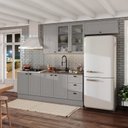Ver imagem 1 de Cozinha Compacta Modulada 8 Portas e 3 Gavetas Emily Cinza/Calcare