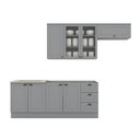 Ver imagem 2 de Cozinha Compacta Modulada 8 Portas e 3 Gavetas Emily Cinza/Calcare
