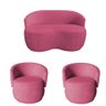 Kit Namoradeira + 2 Poltronas Decorativa Beatriz Orgânica Suede Rosa - 2