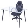Kit 2 Peças Mesa Taurus Tampo Vidro e Cadeira Gamer Raptor Espresso Móveis - 1