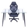 Kit 2 Peças Mesa Taurus Tampo Vidro e Cadeira Gamer Raptor Espresso Móveis - 3