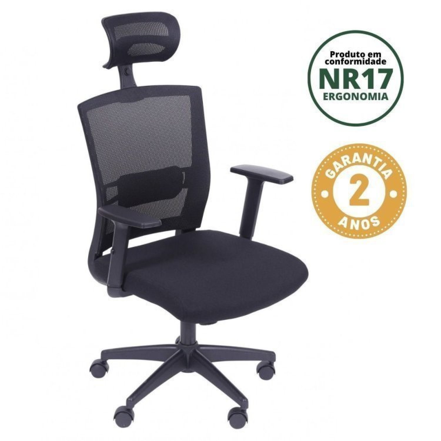 Conjunto Home Office 2 Peças Mesa Taurus Tampo Vidro e Cadeira Presidente NR17 3317 Espresso Móveis - 16