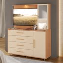 Ver imagem 1 de Comoda 2 Portas 4 Gavetas com Espelho Aruba Yescasa Laranja/Angelin/Off White