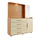 Ver imagem 2 de Comoda 2 Portas 4 Gavetas com Espelho Aruba Yescasa Laranja/Angelin/Off White