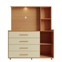 Ver imagem 4 de Comoda 2 Portas 4 Gavetas com Espelho Aruba Yescasa Laranja/Angelin/Off White