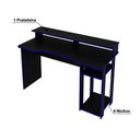 Ver imagem 3 de Mesa Escrivaninha Gamer com 4 Nichos Tecno Mobili - Preto/Azul