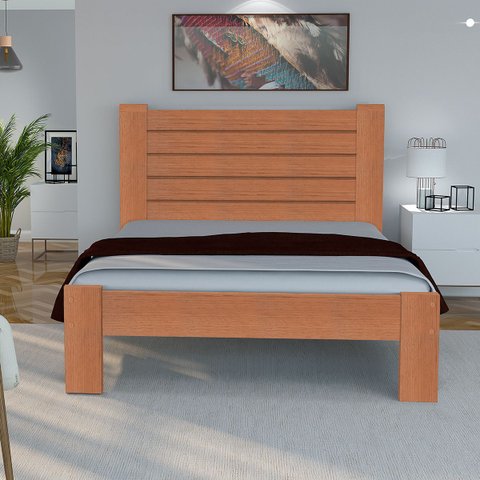 Cama Casal Malbec Madeira Maciça Angelim Pedra/tauari Mel