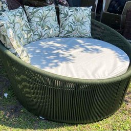 Chaise Palmeira Em Corda Náutica Verde - Tecido Duna Cru E Vinales Verde - 2