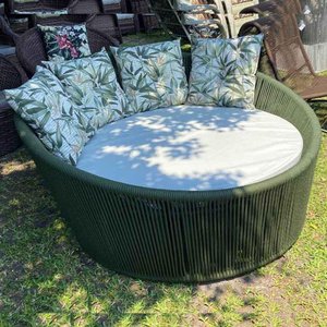Chaise Palmeira Em Corda Náutica Verde - Tecido Duna Cru E Vinales Verde
