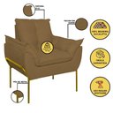 Ver imagem 7 de Kit 2 Poltronas + Namoradeira Pé Metal Dourado Recepção Sala Cor:capuccino