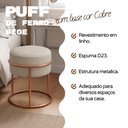 Ver imagem 2 de Kit 2 Puff Redondo Decorativo Linho Base Metal Cobre Assento Estofado Cor Areia