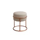 Ver imagem 5 de Kit 2 Puff Redondo Decorativo Linho Base Metal Cobre Assento Estofado Cor Areia