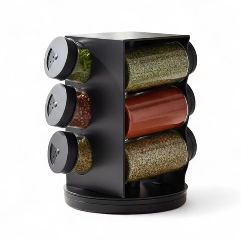 Kit 6 Porta Temperos Condimento Quadrado Giratório Vidro