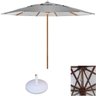 Guarda Sol Cinza Ombrelone 3,00 Metros de Madeira com Base Inclusa - 1