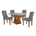 Ver imagem 3 de Mesa Redonda para Sala de Jantar Tampo 100cm de Vidro MDF 4 Cadeiras Barcelona Yescasa
