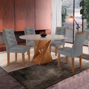 Ver imagem 1 de Mesa Redonda para Sala de Jantar Tampo 100cm de Vidro MDF 4 Cadeiras Barcelona Yescasa