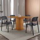 Ver imagem 1 de Mesa de Jantar Loren 90cm Tampo Mdf Canto Reto e 4 Cadeiras Zoe Moderna Mobília