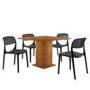 Ver imagem 2 de Mesa de Jantar Loren 90cm Tampo Mdf Canto Reto e 4 Cadeiras Zoe Moderna Mobília