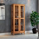 Ver imagem 5 de Cristaleira de Madeira Maciça 2 Portas de Vidro Bella Slim Carvalho Fosco