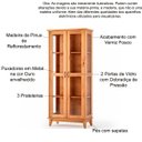 Ver imagem 4 de Cristaleira de Madeira Maciça 2 Portas de Vidro Bella Slim Carvalho Fosco