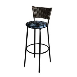 Banqueta Alta Preta Hawai Marrom para Cozinha com Assento Estampado:floral Preto - 1