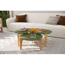 Conj. Mesas de Centro Verde Floresta/freijo - Lukaliam - 1 Conj. Mesas de Centro Verde Floresta/freijo - Lukaliam - 1