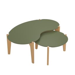Conj. Mesas de Centro Verde Floresta/freijo - Lukaliam - 2 Conj. Mesas de Centro Verde Floresta/freijo - Lukaliam - 2