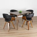 Ver imagem 1 de Conjunto Sala de Jantar Mesa Finlândia Nogueira 120x75cm com 4 Cadeiras Betina PU Preto
