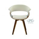 Ver imagem 4 de Conjunto Sala de Jantar Mesa Finlândia Nogueira 120x75cm com 4 Cadeiras Betina Giratória Bege/Creme