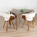 Ver imagem 1 de Conjunto Sala de Jantar Mesa Finlândia Nogueira 120x75cm com 4 Cadeiras Betina Giratória Bege/Creme