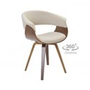 Ver imagem 3 de Conjunto Sala de Jantar Mesa Finlândia Nogueira 120x75cm com 4 Cadeiras Betina Giratória Bege/Creme