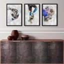 Ver imagem 1 de Kit 3 Quadros Decorativos Aquarela Futebol 33x24cm - com Vidro:madeira Preta