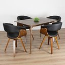 Ver imagem 1 de Conjunto Sala de Jantar Mesa Finlândia Nogueira 120x75cm com 4 Cadeiras Betina Giratória Preto