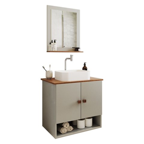 Gabinete Arm Banheiro Deli 2 Portas com Cuba Oxford Branca