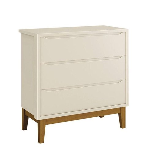 Cômoda Infantil Classic 3 Gavetas MDF Puxador Embutido Areia Fosco Reller Móveis